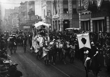 Día de Mardi Gras, Rex pasando por Camp Street, Nueva Orleans, c.1900-06